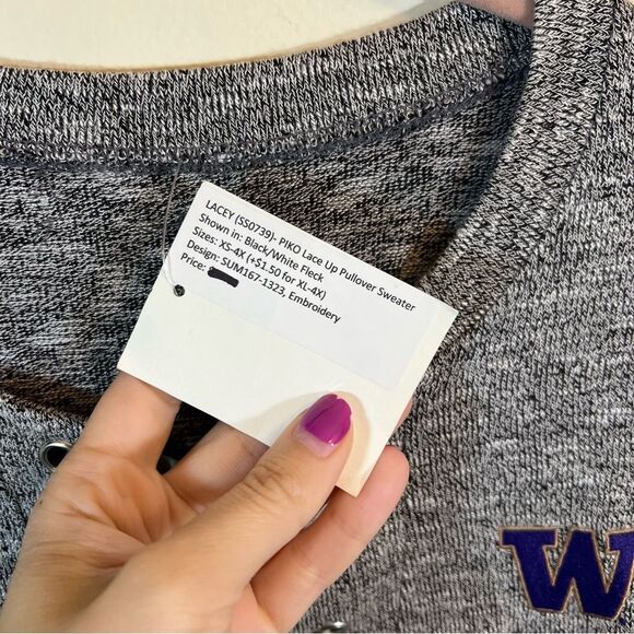Summit Gray University of Washington Lace Up Sweatshirt Medium NWT - Picture 5 of 13